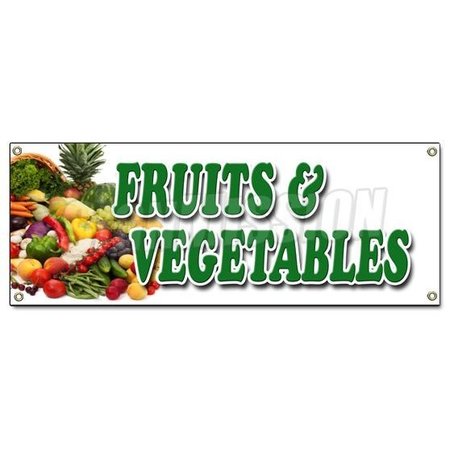 SIGNMISSION FRUITS & VEGETABLES BANNER SIGN local locally grown organic just picked B-Fruits & Vegetables
